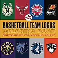 Basketball Team Logos Coloring Book: Stress Relief for Kids and Adults