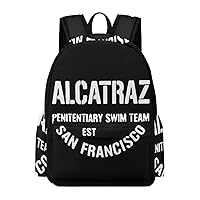Alcatraz Penitentiary Swim Team San Francisco Simple Casual Backpack Adjustable Travel Hiking Laptop Bag Daypack for Work Travel