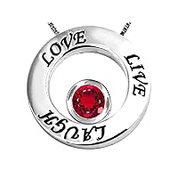 Sterling Silver Live/Love/Laugh Circle of Life Pendant Necklace