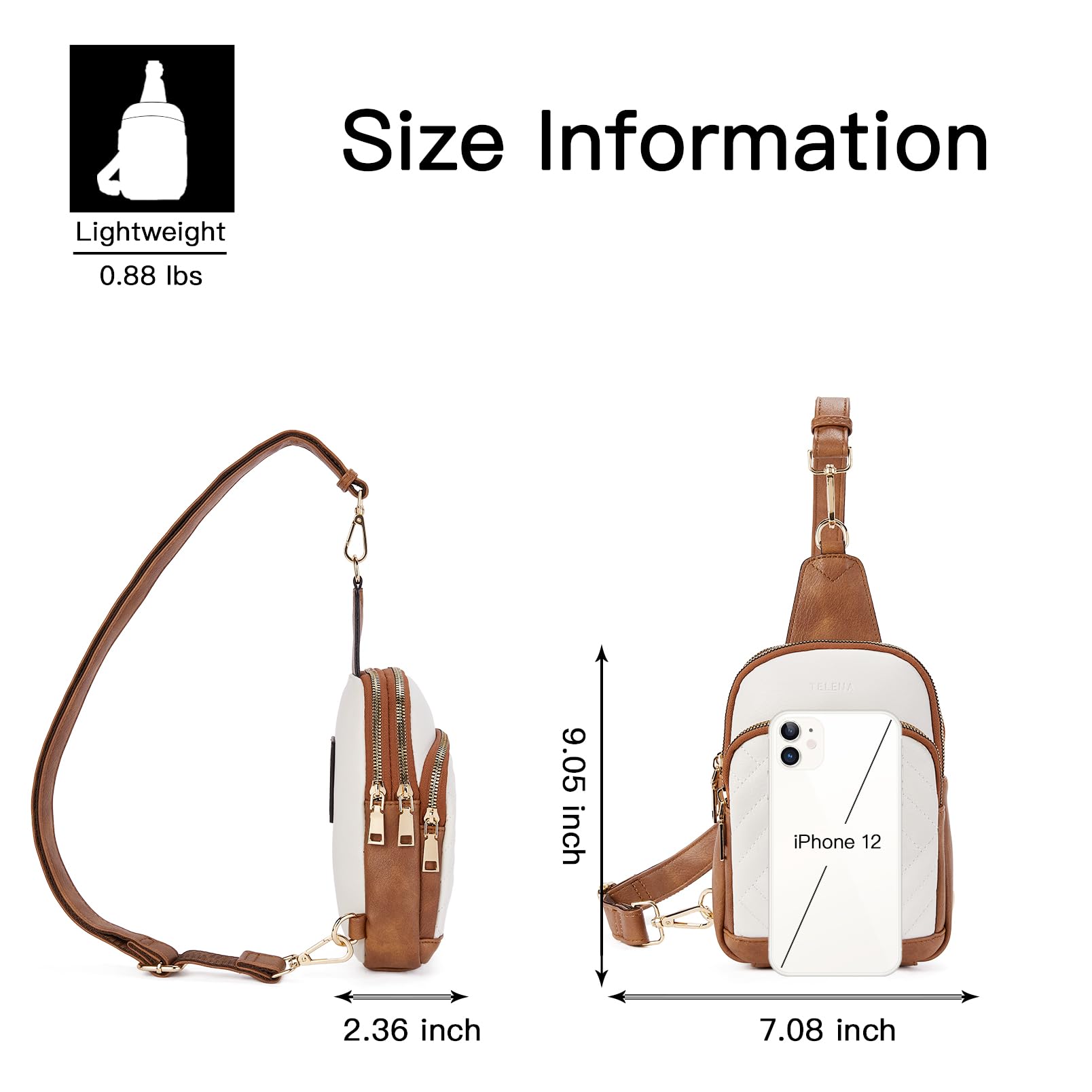 Telena Small Sling Bag for Women Crossbody Purse Fanny Pack Crossbody Bags for Women with Adjustable Strap Beige Brown