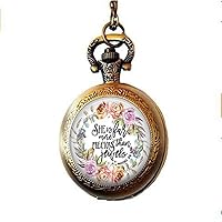 Bible Verse Pocket Watch Necklace, SHE is far More Precious Than Jewels Proverbs 31