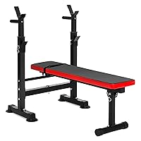 BalanceFrom Adjustable Folding Multifunctional Workout Station Adjustable Olympic Workout Bench with Squat Rack