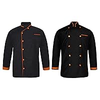 Men'S Black Chef Jacket Light Wieght Chef Coat Pack of 2 (XS-6XL, 10 Colors Piping)