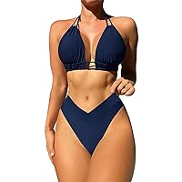 Women's Two Piece Swimsuit Swimsuit Sexy Solid Color Fashion Split-Piece Bikini Swimsuit Swimsuit, S-XL