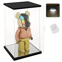 NONEMEY Clear Acrylic Display Case with Remote Control Light for 400% Bearbrick, Dustproof Model Showcase Organizer Box, Display Case for Collectibles Bearbrick (6×4.7×12.6inch,15×12×32cm)