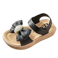 Toddler Baby Girls Sandals Little Girls Bow Flat Summer Shoes Soft Sole Dress Sandals Ankle Strap Princess Shoes