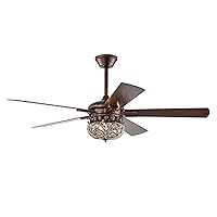 Warehouse of Tiffany Laylani 22 Inch Antique Copper Ceiling Fan 2 Light with Remote, Brown, Large (AY14Y14AC)