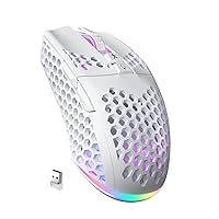 SM600 White Wireless Gaming Mouse,8000 DPI Tri-Modes Bluetooth/Type-C Wired/2.4G Wireless Mouse with 2 Side Buttons, Programmable Macro Gamer Mouse with RGB Light for Laptop/PC/Mac