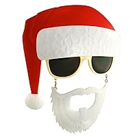 Sun-Staches Santa Claus Sunglasses White Beard Costume Accessory UV 400 One Size Fits Most