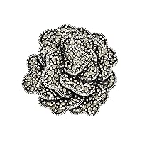 925 Sterling Silver Marcasite Flower Pendant Necklace Measures 26.15x27mm Wide Jewelry for Women