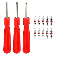 3PCS Tire Valve Tools Handle Car Tire Valve Core Removal Tool Single Head Tire Repair Tools with 10 Pieces Valve Cores