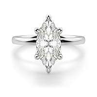 Neerja Jewels 2 CT Marquise Diamond Moissanite Engagement Rings Wedding Ring Eternity Band Solitaire Halo Hidden Prong Silver Jewelry Anniversary Promise Ring