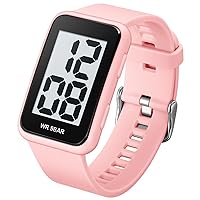 Fogitbok Extra Large Digits Black Wrist Watch for Men, Waterproof Men's Digital Watch, Women's Wristwatches for Elderly/Boys/Girls, Pink, Extra large numbers