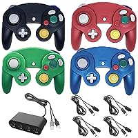 4 Controllers for Gamecube，with 4 Extension Cables and 4-Port USB Adapter for Switch PC Wii U Console (BBRG) (Renewed)