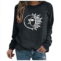 Women Fall Crewneck Sweatshirt, Casual Long Sleeve Comfy Sweater Tops Ladies Fashion Pattern Loose Workout Pullover