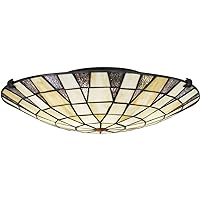 Quoizel TF5618MBK Tiffany Traditional Multicolor Art Glass Large Flush Mount Ceiling Light, 2-Light 150 Total Watts, 5