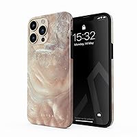 BURGA Phone Case Compatible with iPhone 14 PRO MAX - Hybrid 2-Layer Hard Shell + Silicone Protective Case -Nude Shades Marble Brown Natural Seashell Pearl Serene - Scratch-Resistant Shockproof Cover