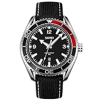 SKMEI Mens Black Leather Band Large Dial Luxury Waterproof Luminous Fashion Casual Analog Quartz Chronograph Father Gift Wrist Watch
