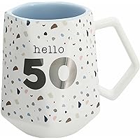 Pavilion - Hello 50-17 ounce Geometric Cup, Confetti Cup, Birthday Mug, Birthday Cup, Birthday Cups for Women, 1 Count, White
