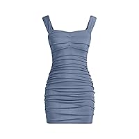 SOLY HUX Girl's Ruched Bodycon Mini Dress Sleeveless Summer Pencil Dress