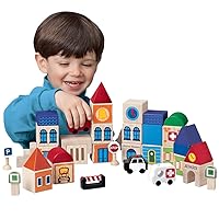 Constructive Playthings Build-A-City Block for Children, Set of 17