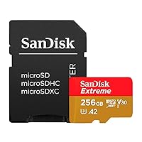 SanDisk 256GB Extreme microSDXC UHS-I Memory Card with Adapter - Up to 160MB/s, C10, U3, V30, 4K, A2, Micro SD - SDSQXA1-256G-GN6MA