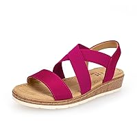 VJH confort Women's Flat sandals, Comfort Slip-on Elastic ankle strap Slingback Light Weight Casual Walking Sandals
