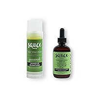 Sauce Beauty Guacamole Wax Stick + Rosemary Mint Hair Oil - Moisturizing Wax Stick for Hair & Rosemary Oil for Hair Growth - Paraben & Sulfate Free Haircare for Dry, Damaged & Frizzy Hair
