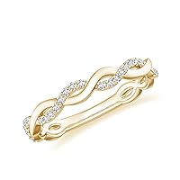 Natural 1mm Diamond Twisted Shank Promise Ring for Women Girls in Sterling Silver / 14K Solid Gold