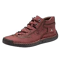 Fashion Leather Shoes for Men Fashion Summer and Autumn Men Leather Shoes Flat Soft Bottom Comfortable Mid Top Lace Up Casual Men Leather Shoes 10 Wide