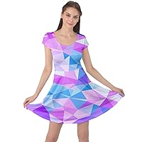 CowCow Womens Colorful Retro Geometric Gem Triangle Abstract Rainbow Short Sleeve Dress, XS-5XL