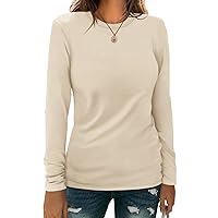 Women's 2024 Long Sleeve Round Neck Shirts Basic Tees Blouse Going Out Tops