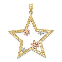 14k Two-tone Gold Star with Flowerstri-color Charm