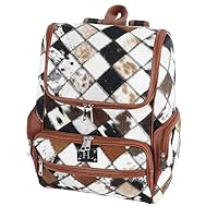 Western Print Patch Backpack Purse for Women | Cowhide Large Travel Light Brown Diaper Bag