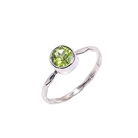 925 Sterling Silver Stackable Ring, Natural Peridot Gemstone Beautiful Jewelry Store SR163 (6.5)