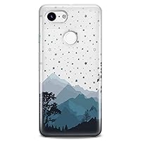 TPU Case Compatible for Google Pixel 8 Pro 7a 6a 5a XL 4a 5G 2 XL 3 XL 3a 4 Inspire Blue Mountains Pattern Flexible Silicone Slim fit Clear Forest Design Cute Cute Print Soft Lovely Nature