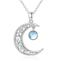 Moon Necklace 925 Sterling Silver Sun/Moonstone Dangle Necklace Jewelry Gifts For Women
