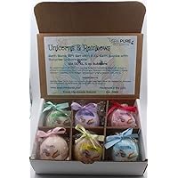 SPAPURE Unicorns and Rainbows - Bath Bomb Gift Set with 6 XL Unicorn bath bombs with surprise unicorns inside, USA Made, Handmade, Natural Bath Bombs, Birthday Gift idea for Kids (6 Count) Pack of 1