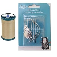 Coats Outdoor Living Thread, 200 Yards S971 Bundle with Bella's Crafts Assorted Heavy Duty Hand Needles 7 Count (Buff)