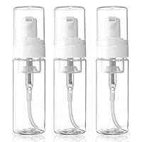 3-Pack Travel-Sized Foaming Pump Bottles - Empty Foaming Liquid Soap Dispensers - for Refillable Travel Hand Soap Shampoo Foaming Castile Cosmetics - BPA Free (100ml/3.3oz) (Clear)