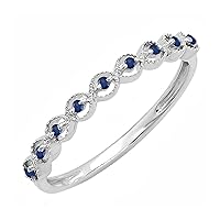 Dazzlingrock Collection Round Gemstone or Diamond Ladies Wedding Stackable Band Ring | 925 Sterling Silver