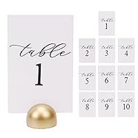 Modern Cursive Table Number Card Stock Signs with Round Stand for Wedding Reception, Restaurant, Event Party, 4