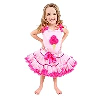 Light Hot Pink Ice Cream Top Trim Pettiskirt Tutu Girl Cloth Outfit Set 1-8y