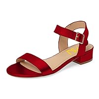 FSJ Women Casual Open Toe Block Low Heel Ankle Strap Sandals Comfort Summer Shoes Size 4-15 US