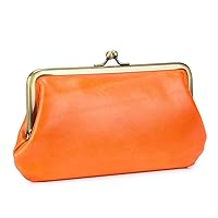 Ladies Wallet Coin Purse Genuine Leather Phone Bag Women Large Capacity Long Clutch Multi-Function Handbag Retro Creative Storage Clip Bags, Orange, M, Modern