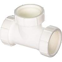 EZ-FLO Polypropylene 3-Way Tee Fitting Coupling Connector with Washer for Tubular Drain Applications, Slip Joint Connection, 35337