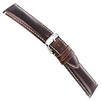 18mm Hadley Roma Brown Contrast Stitched Genuine Oil Tan Leather Mens Band 885