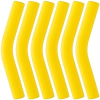 6Pcs Metal Straw Silicone Tips 5/16 IN Wide(8mm Outer Diameter) Food Grade Rubber Straw Covers Yellow Flex Elbow Hydraflow Straw Replacement Tip for Stainless Steel Metal Straws