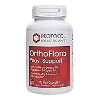 ORTHOFLORA Yeast Support - Supports Healthy Balance of Intestinal Flora - with PAU D'Arco, Oregano Oil, Black Walnut & Caprylic Acid - 90 Veg Capsules
