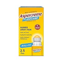 Aspercreme Odor Free Max Strength Lidocaine Pain Relief Liquid with Roll-On No Mess Applicator, 2.5 oz.